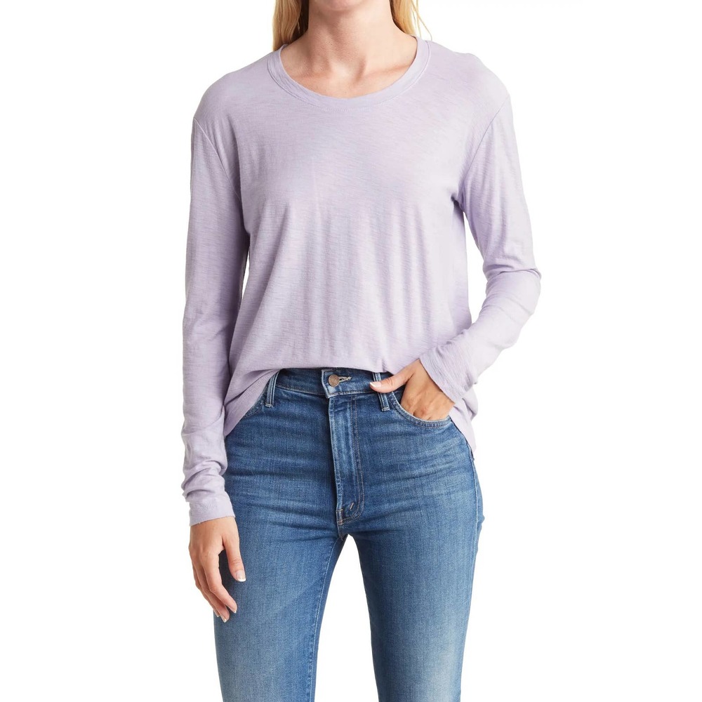 James Perse Women's Relaxed Cotton Modal Slub Jersey Long Sleeve Tee T-Shirt Top
